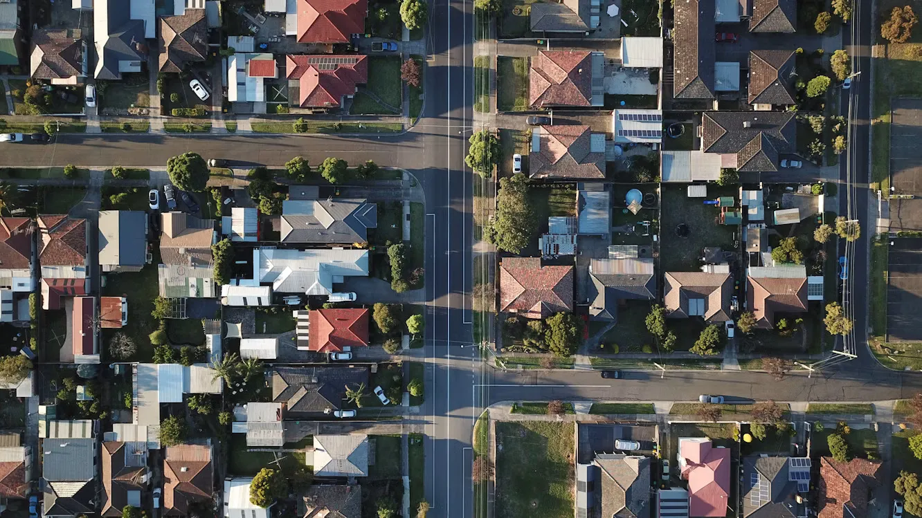 Suburban streets and rooftops across Mackay